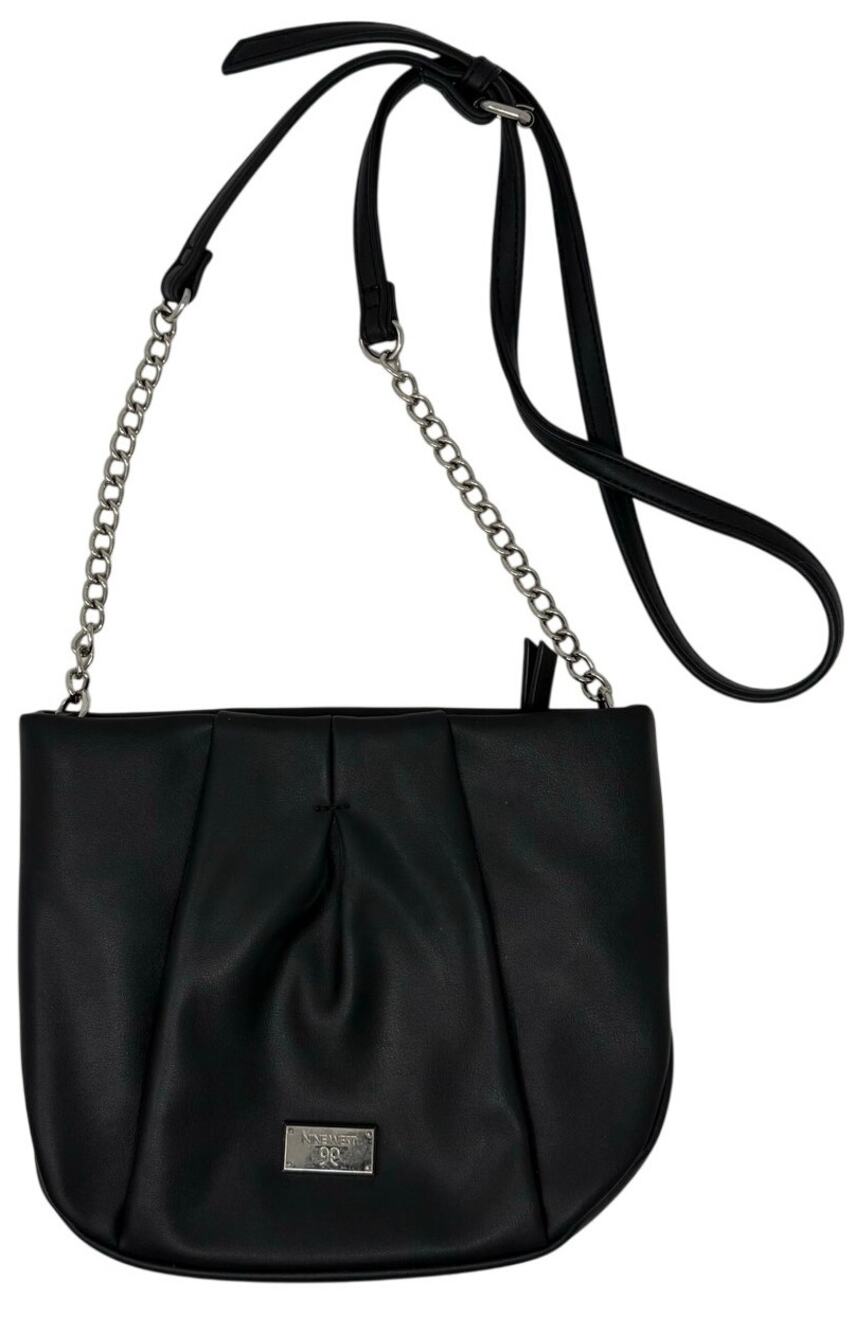 Nine West Black Faux Leather Adjustable Crossbody Bag Chain Strap Shoulder Bag